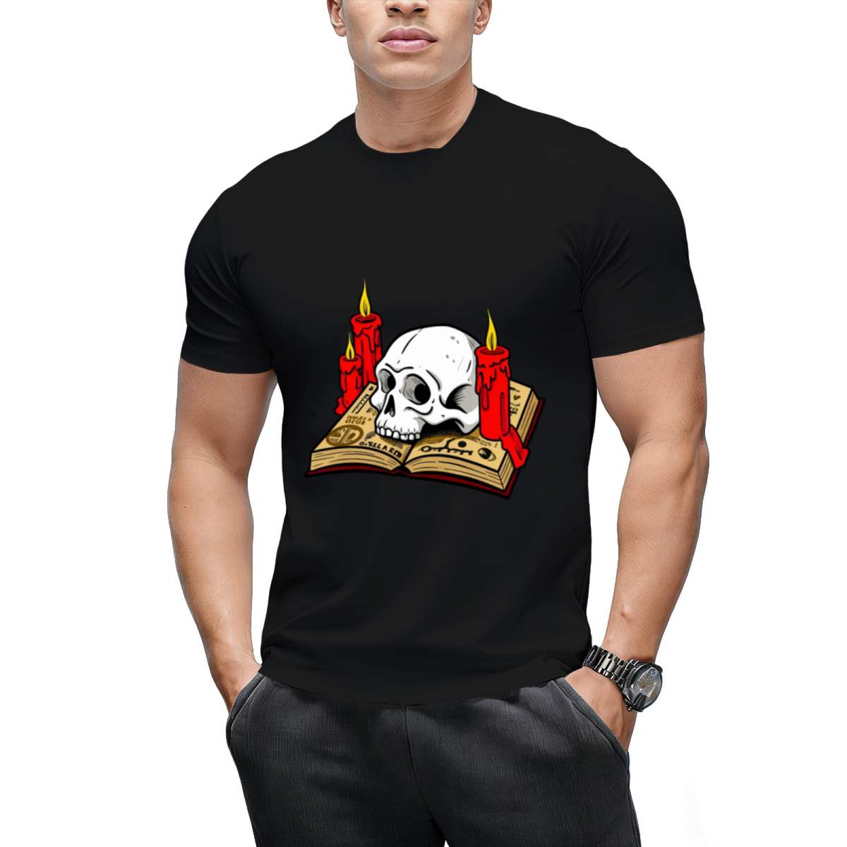 Magic Spellbook Skull Graphic T-Shirt
