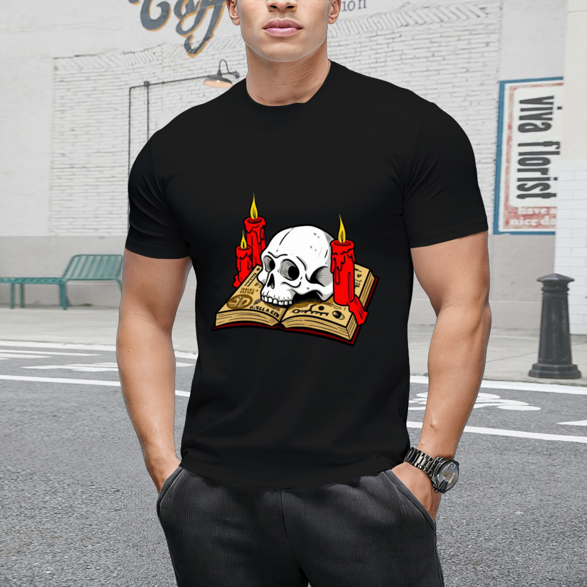 Magic Spellbook Skull Graphic T-Shirt
