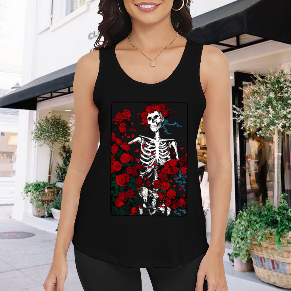 Grateful Dead Woodcut Wheel and Roses graphic tank top product image