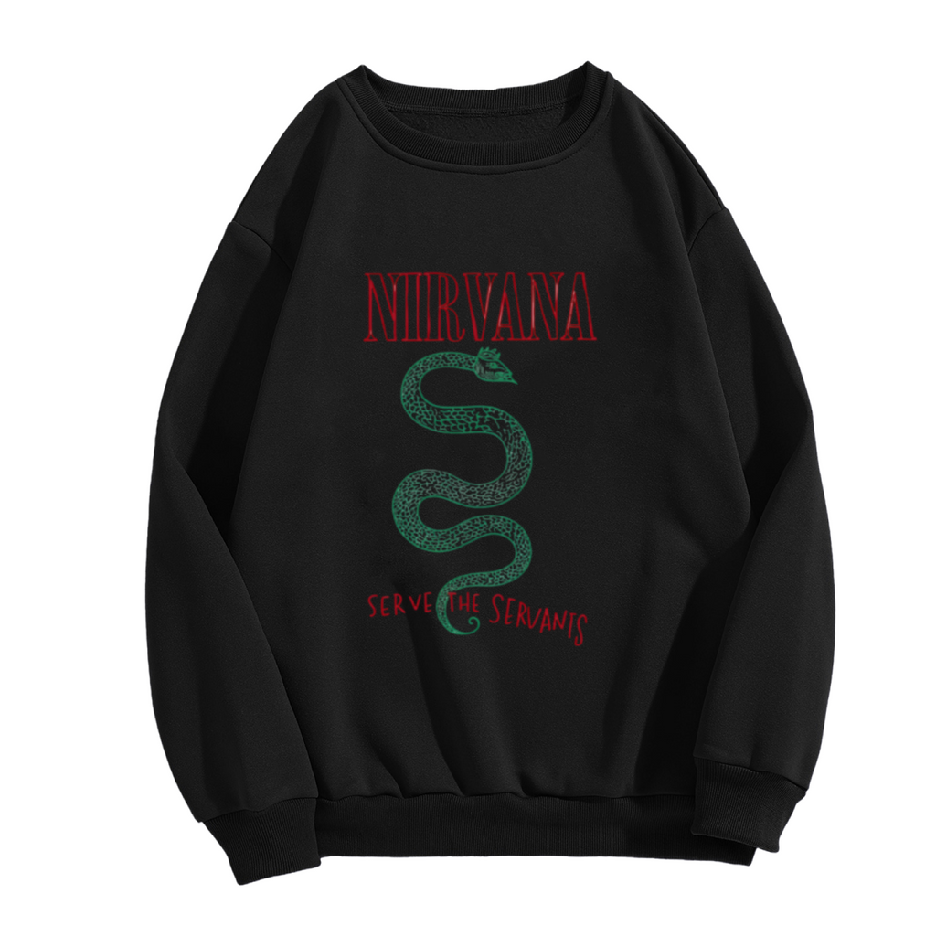 Crewneck sweatshirt product image with Serve the Servants song-inspired illustration