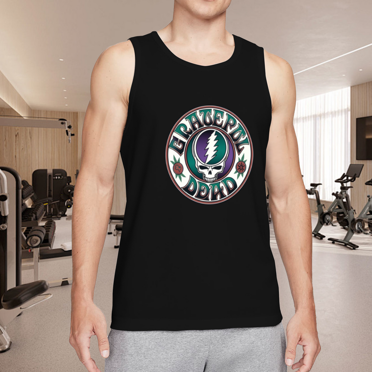 Grateful Dead Blue with a logo on a white background graphic tank top product image