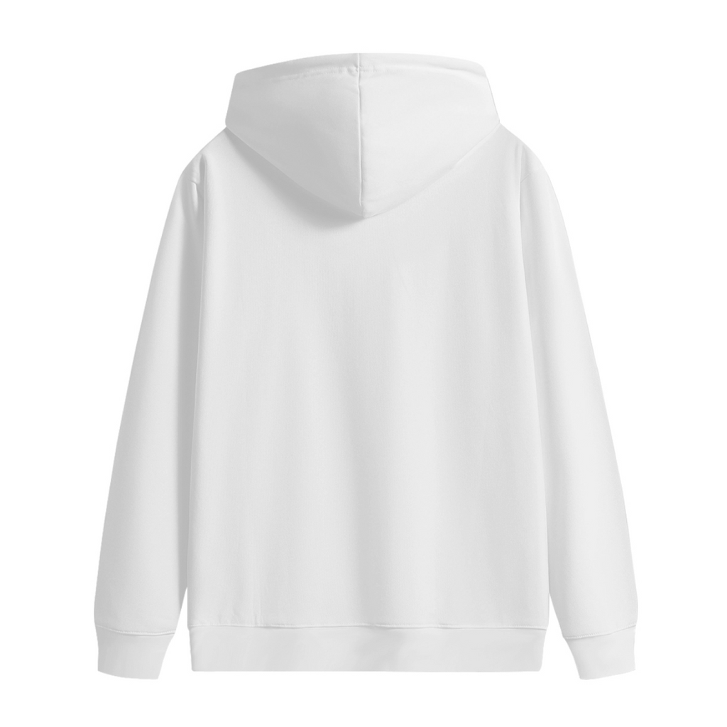Product photograph showing the unprinted reverse of the women's Ink Profile with a Twist hoodie