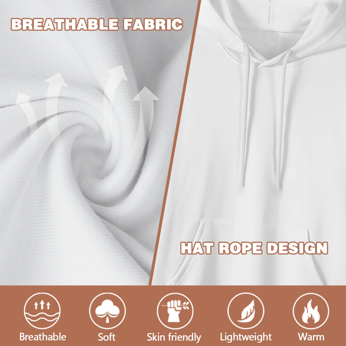 Drawstring close-up and fabric illustration with feature icons for the women's Ink Profile with a Twist hoodie