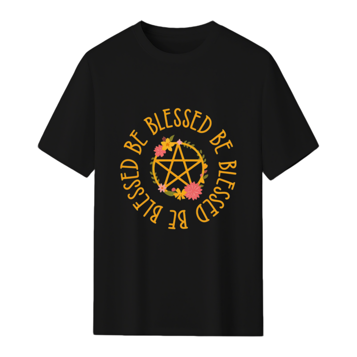 Midsummer Floral Pentacle Design Graphic T-Shirt