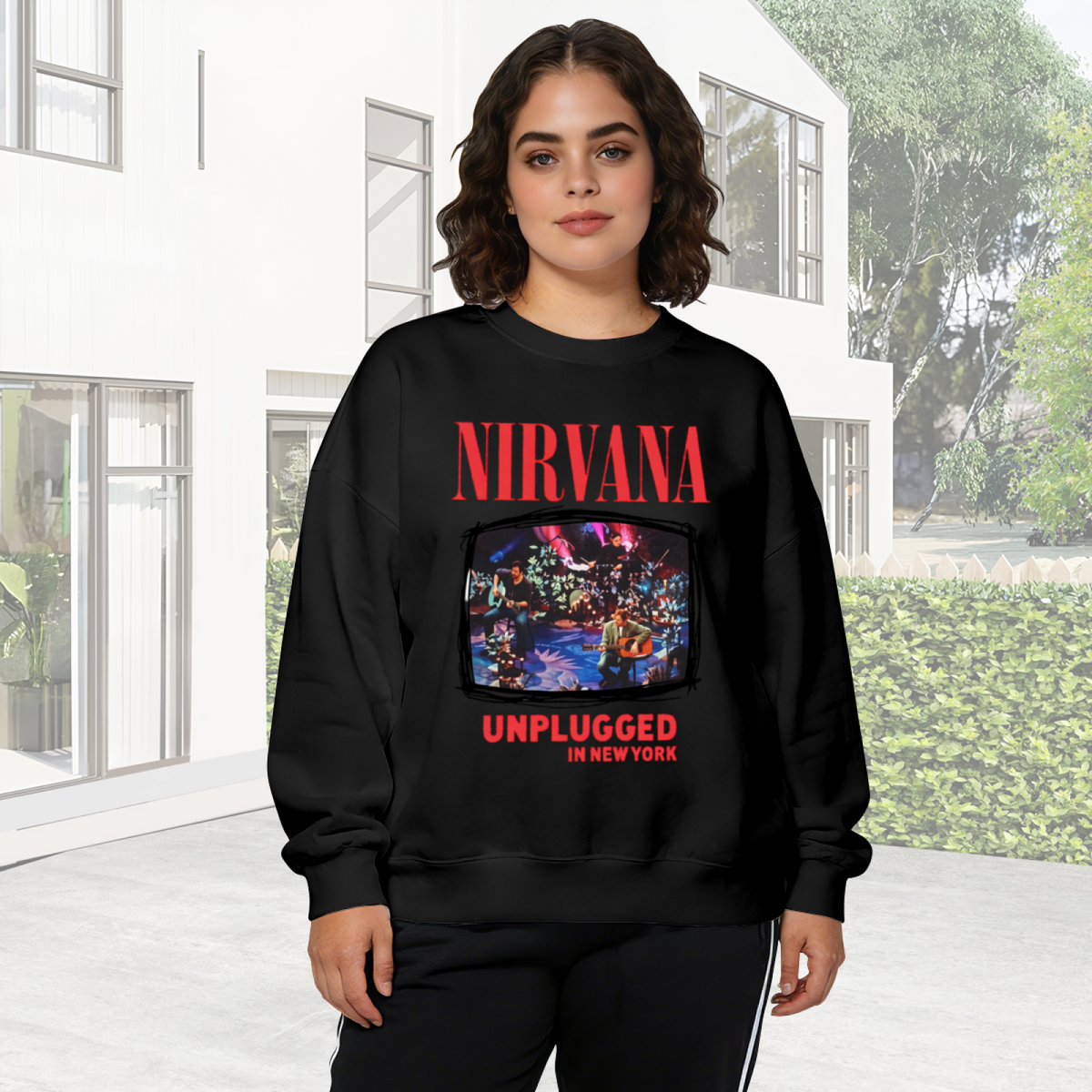 Crewneck sweatshirt product image with Nirvana MTV Unplugged in New York performance