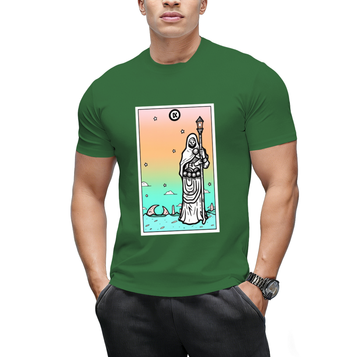Rainbow Tarot the Hermit Graphic T-Shirt