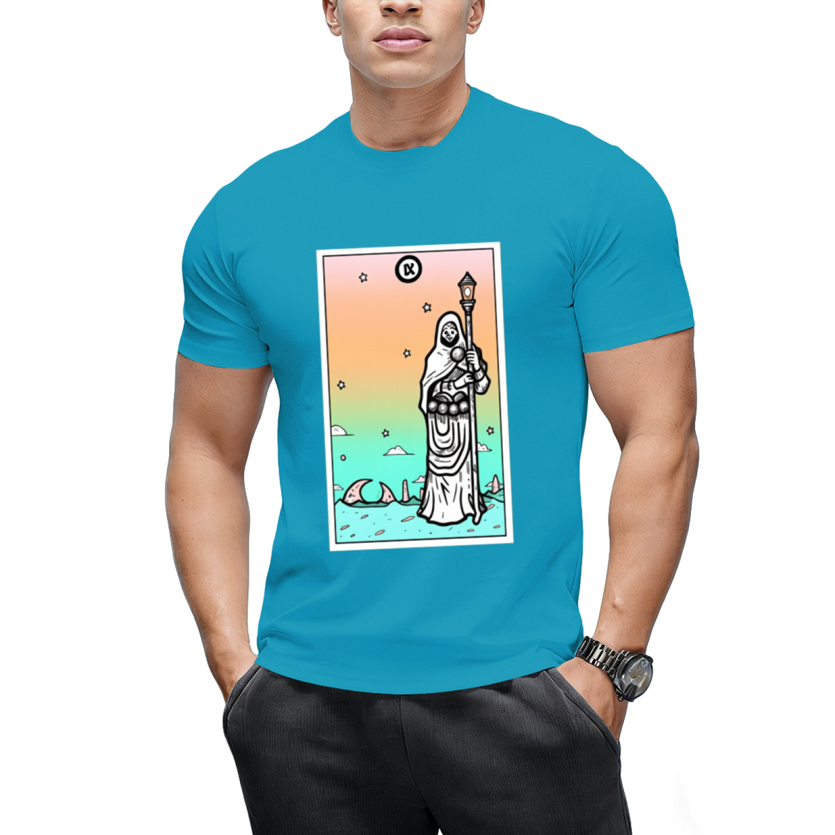 Rainbow Tarot the Hermit Graphic T-Shirt