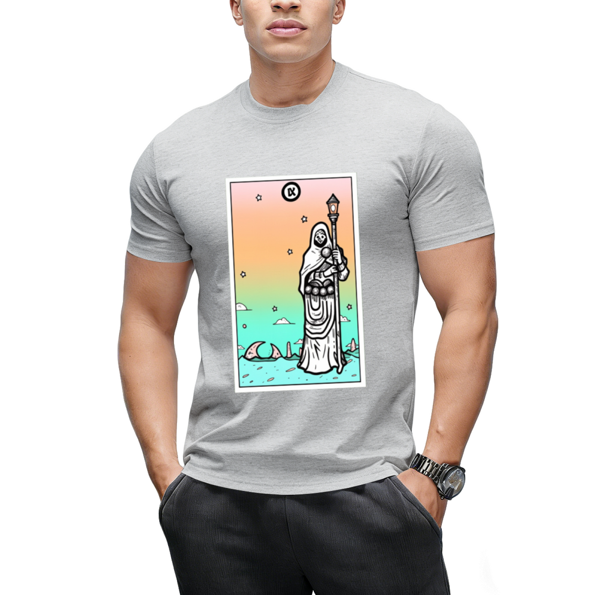 Rainbow Tarot the Hermit Graphic T-Shirt