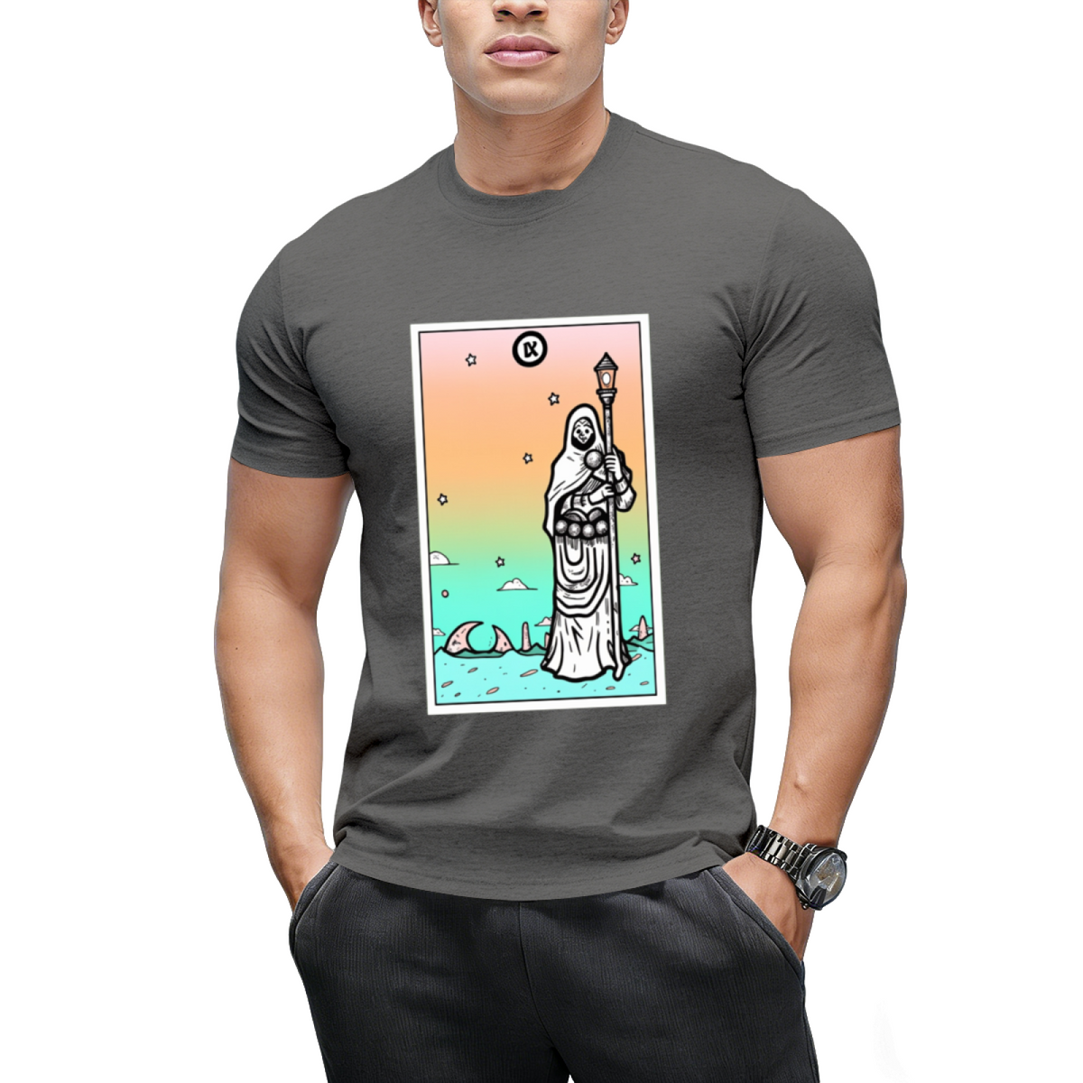 Rainbow Tarot the Hermit Graphic T-Shirt