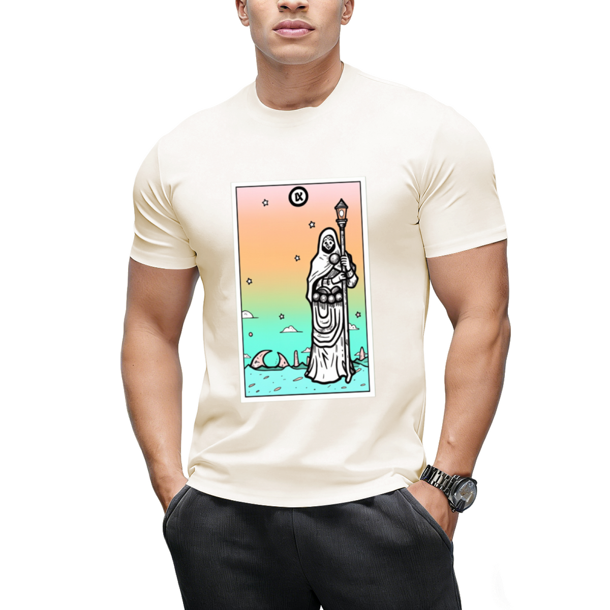 Rainbow Tarot the Hermit Graphic T-Shirt