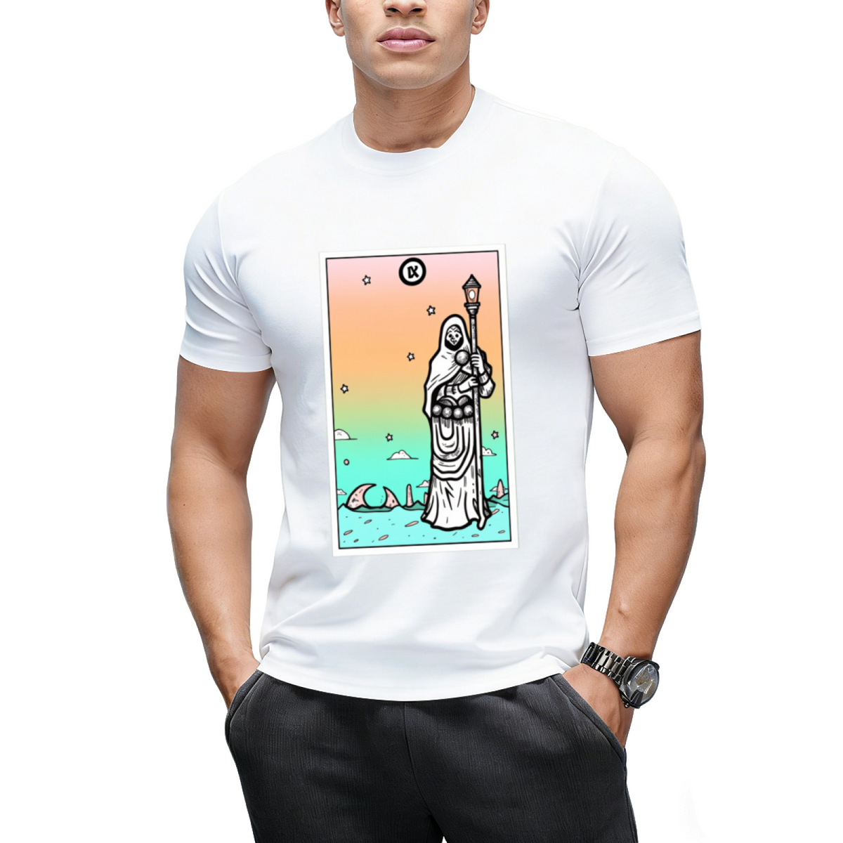 Rainbow Tarot the Hermit Graphic T-Shirt