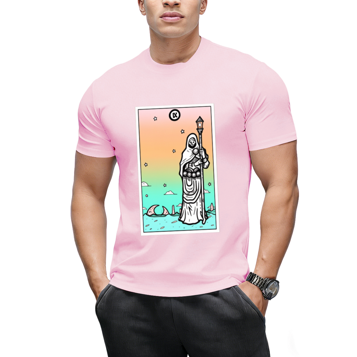 Rainbow Tarot the Hermit Graphic T-Shirt