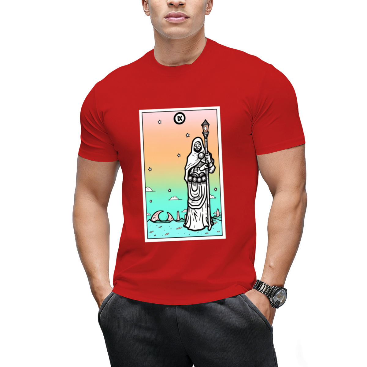 Rainbow Tarot the Hermit Graphic T-Shirt