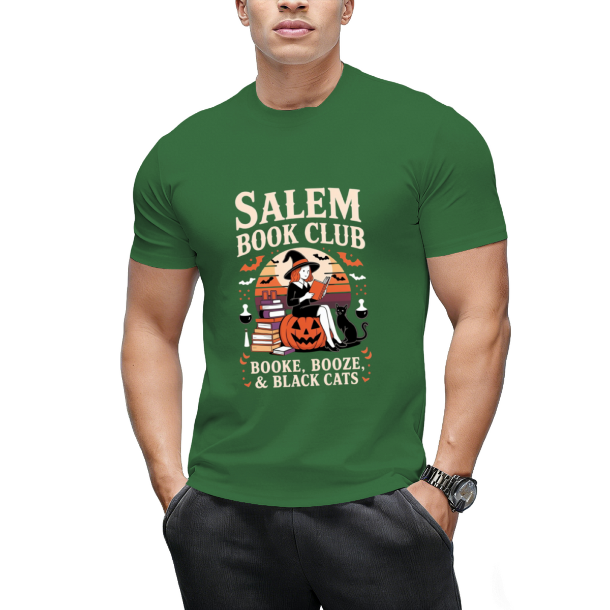 Salem Book Club Witch Cat Graphic T-Shirt
