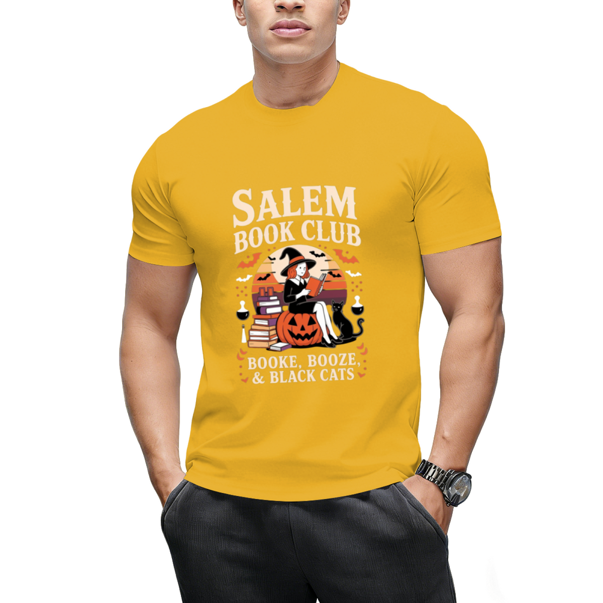 Salem Book Club Witch Cat Graphic T-Shirt