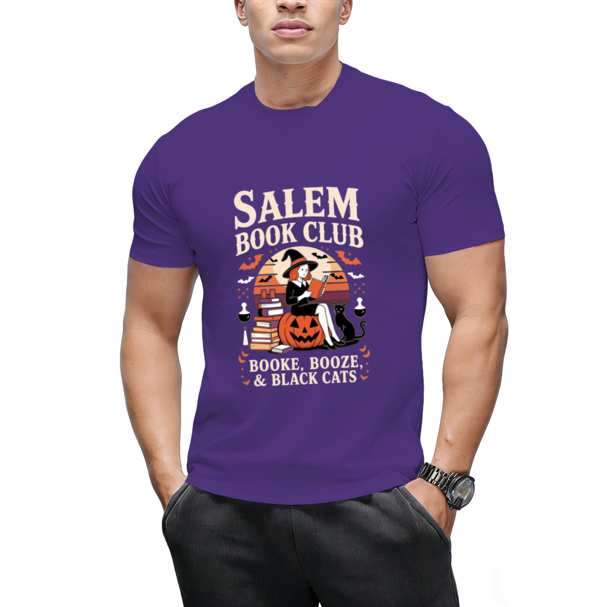 Salem Book Club Witch Cat Graphic T-Shirt