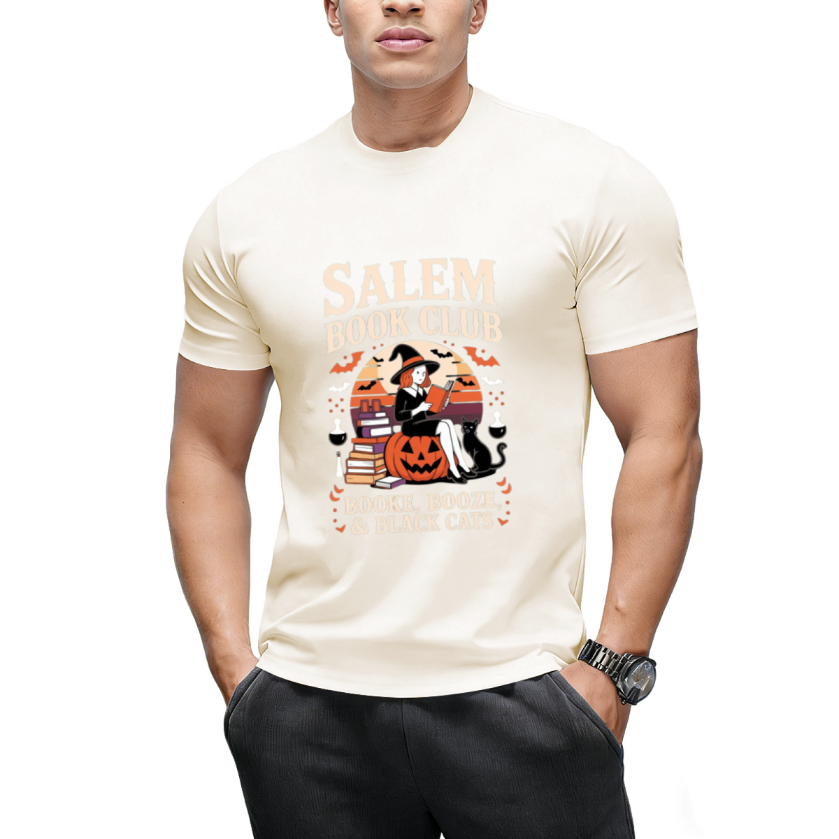 Salem Book Club Witch Cat Graphic T-Shirt
