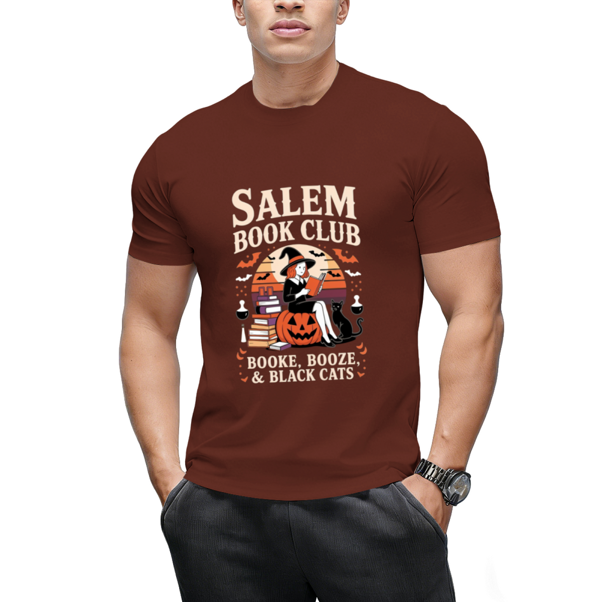 Salem Book Club Witch Cat Graphic T-Shirt