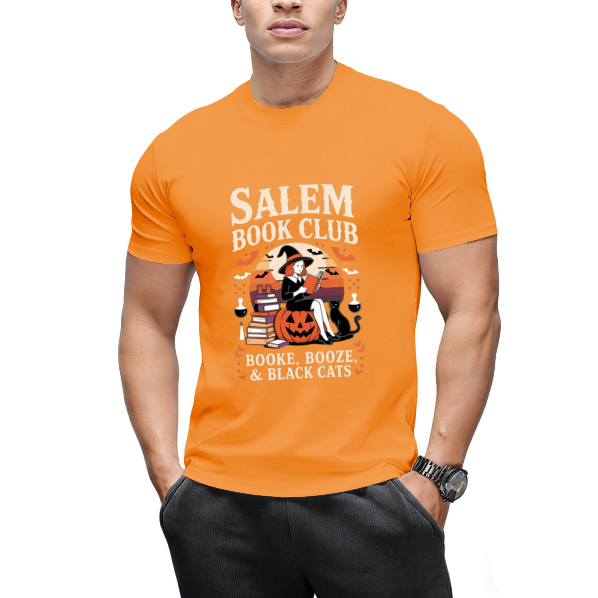 Salem Book Club Witch Cat Graphic T-Shirt