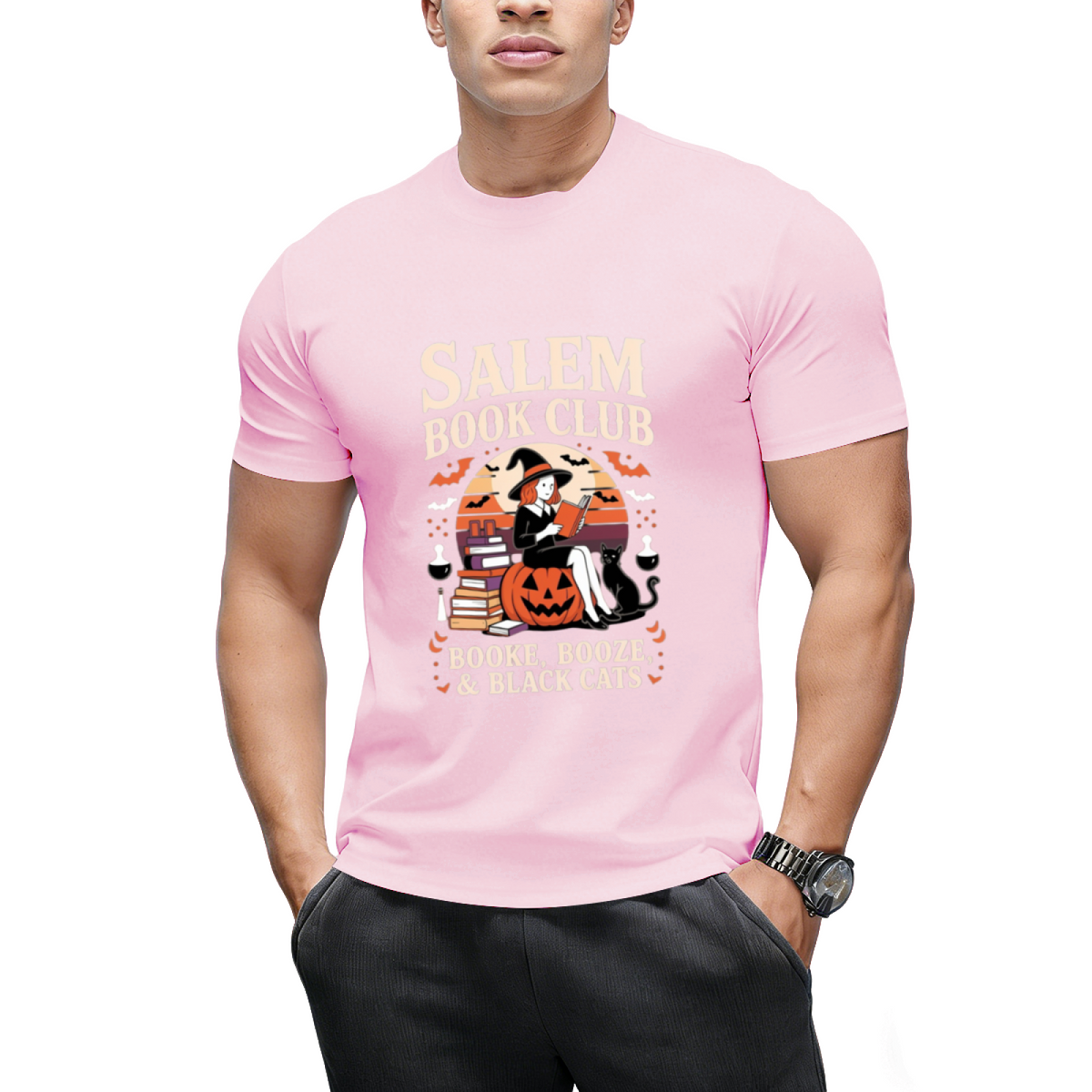 Salem Book Club Witch Cat Graphic T-Shirt