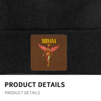 Nirvana In Utero Album Square Patch Knit Beanie product image showing square-patch knit beanie design