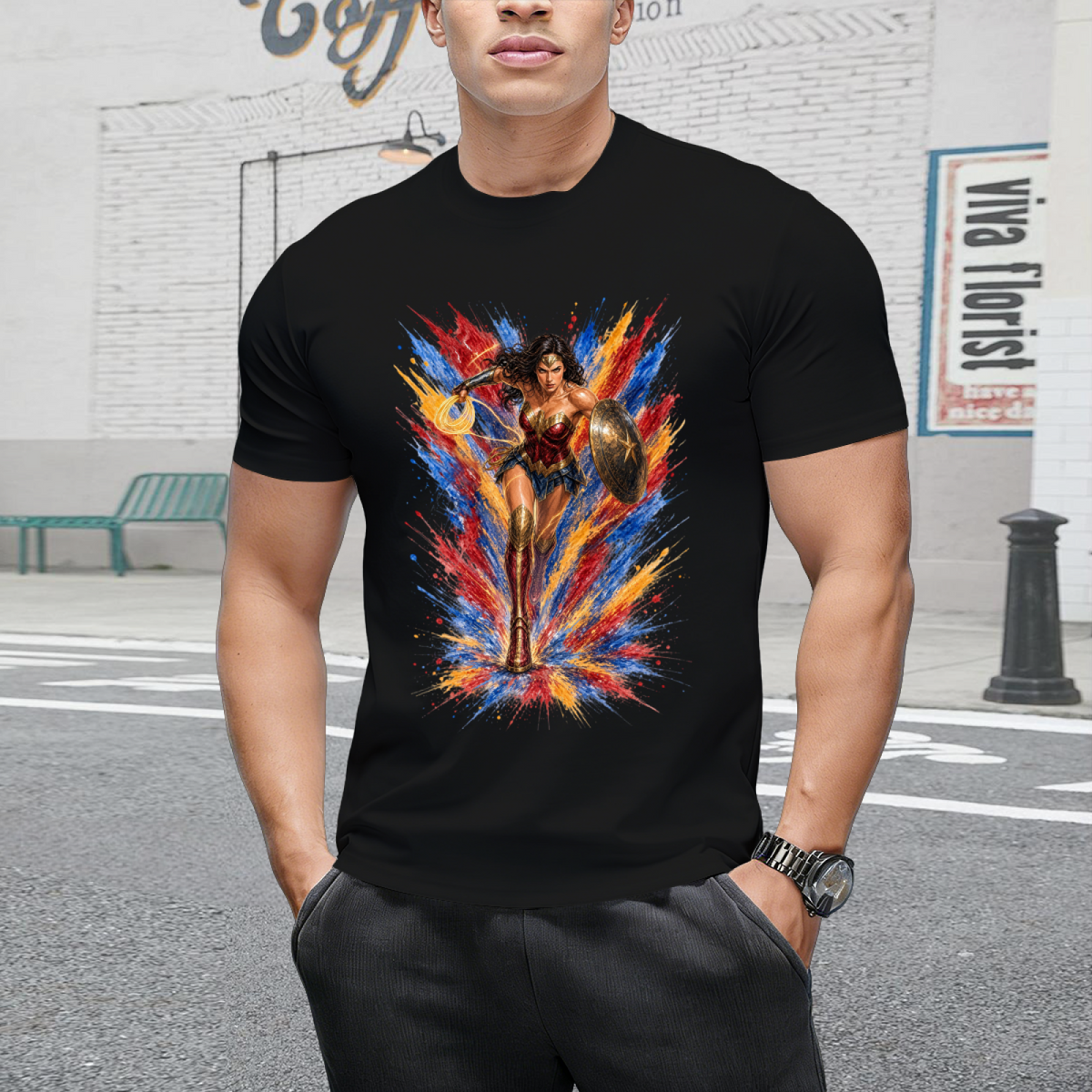 Neon Warrior Glow Men's T-Shirt for Summer Nights