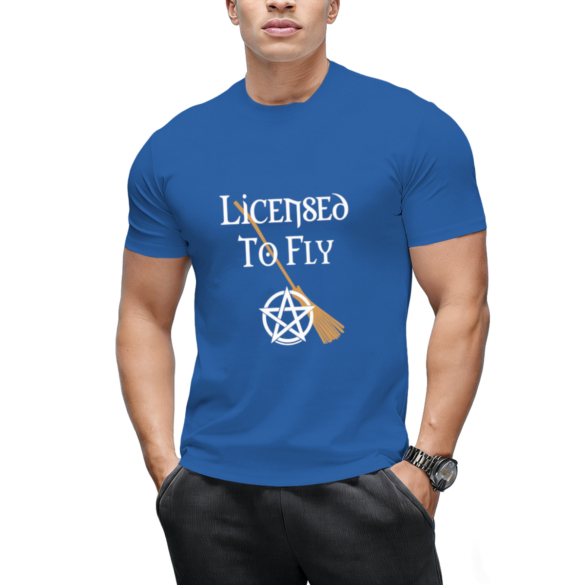 Licensed to Fly Wiccan Pagan Halloween Graphic T-Shirt