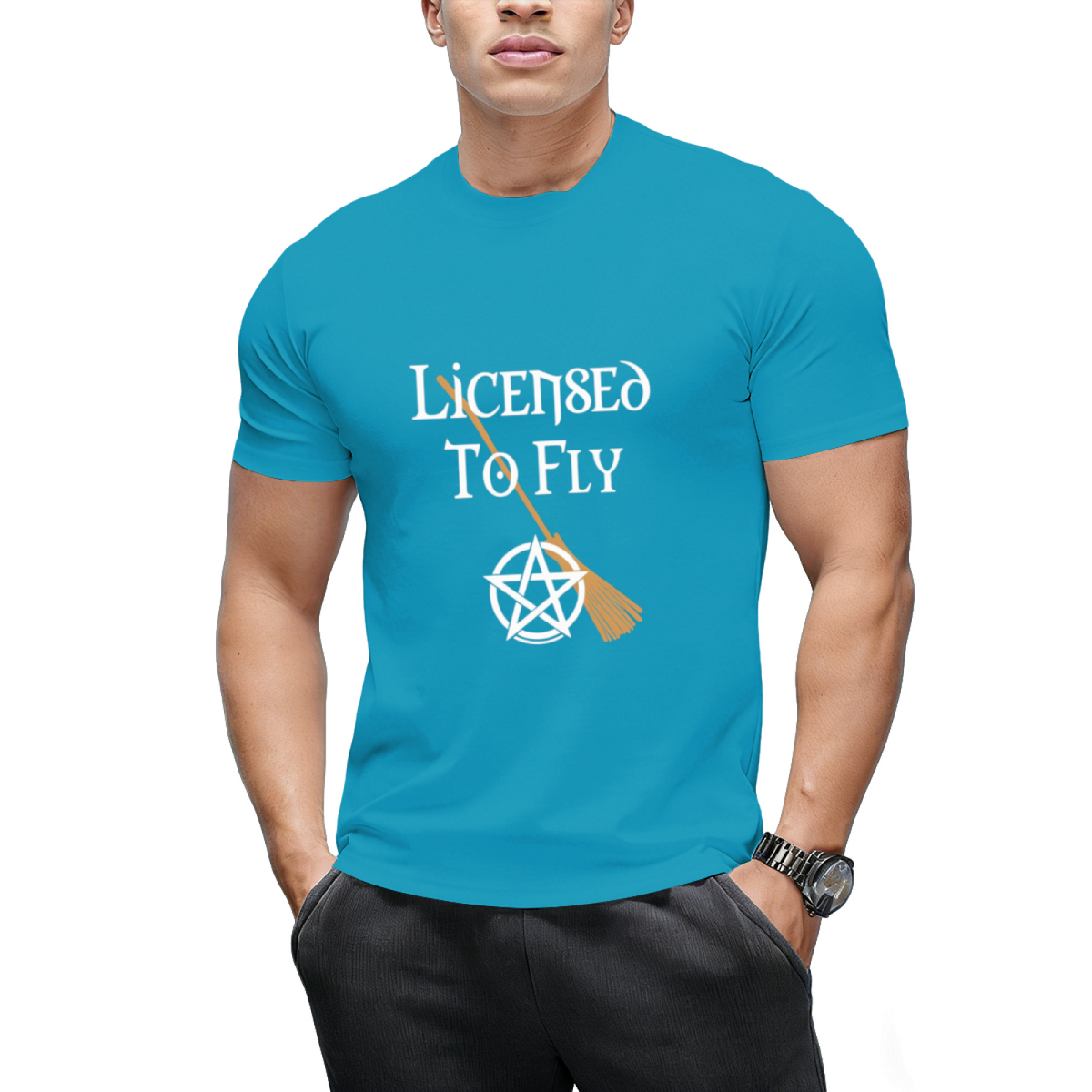 Licensed to Fly Wiccan Pagan Halloween Graphic T-Shirt