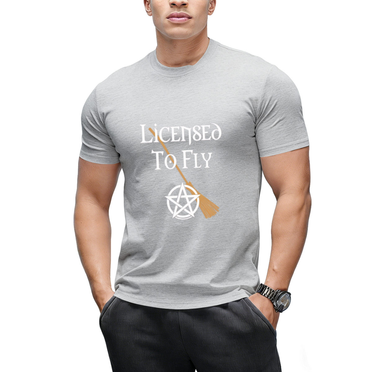 Licensed to Fly Wiccan Pagan Halloween Graphic T-Shirt
