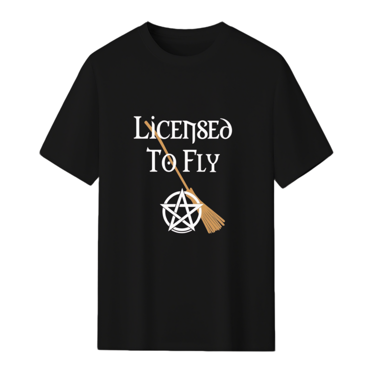 Licensed to Fly Wiccan Pagan Halloween Graphic T-Shirt