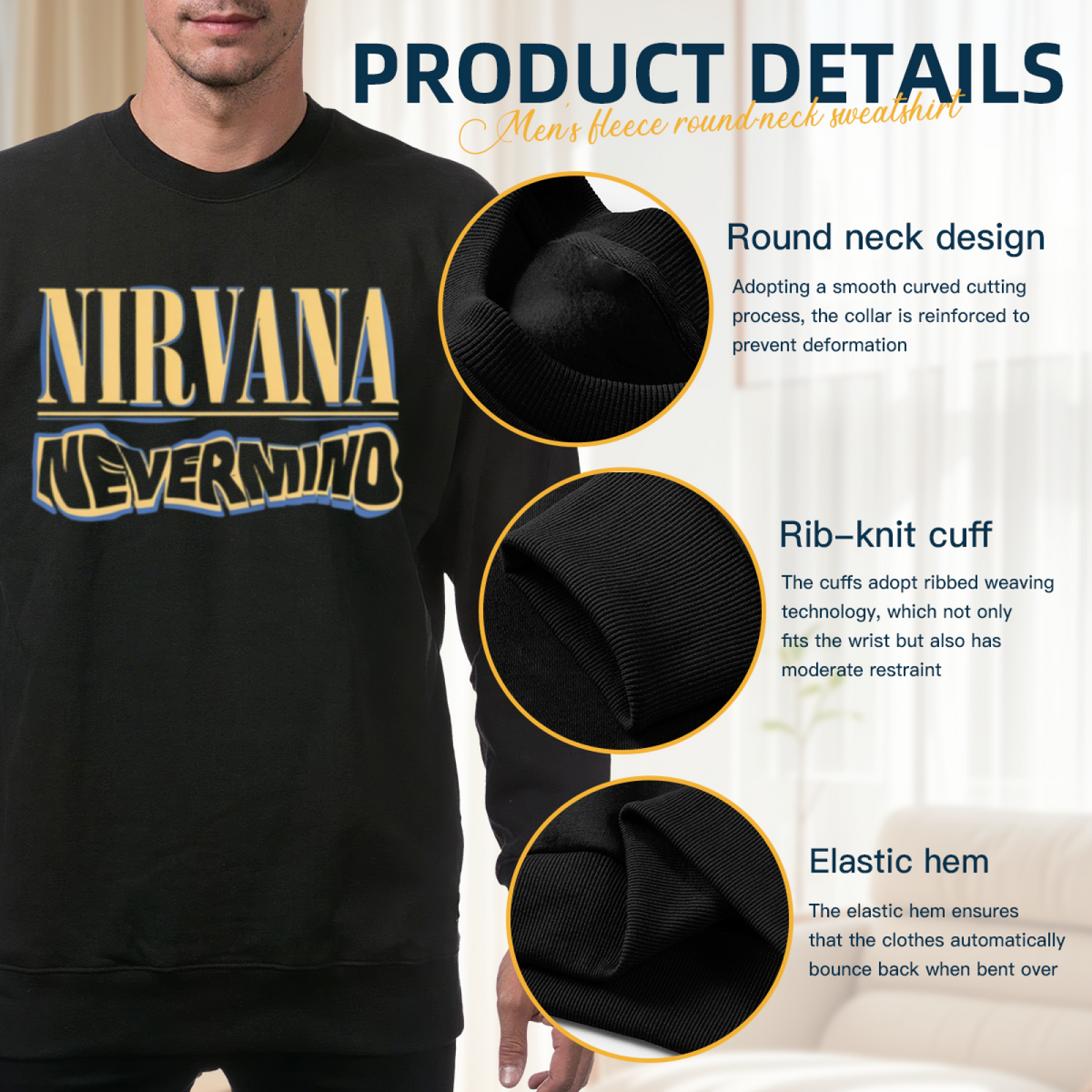 Artwork preview for Nirvana Nevermind Logo Crewneck Sweatshirt