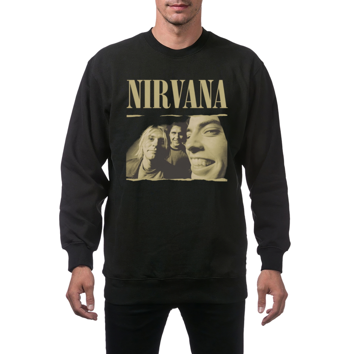 Artwork preview for Nirvana Vintage Band Portrait Crewneck Sweatshirt