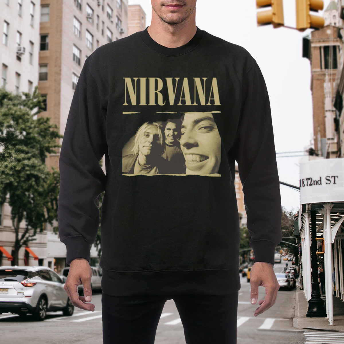 Artwork preview for Nirvana Vintage Band Portrait Crewneck Sweatshirt