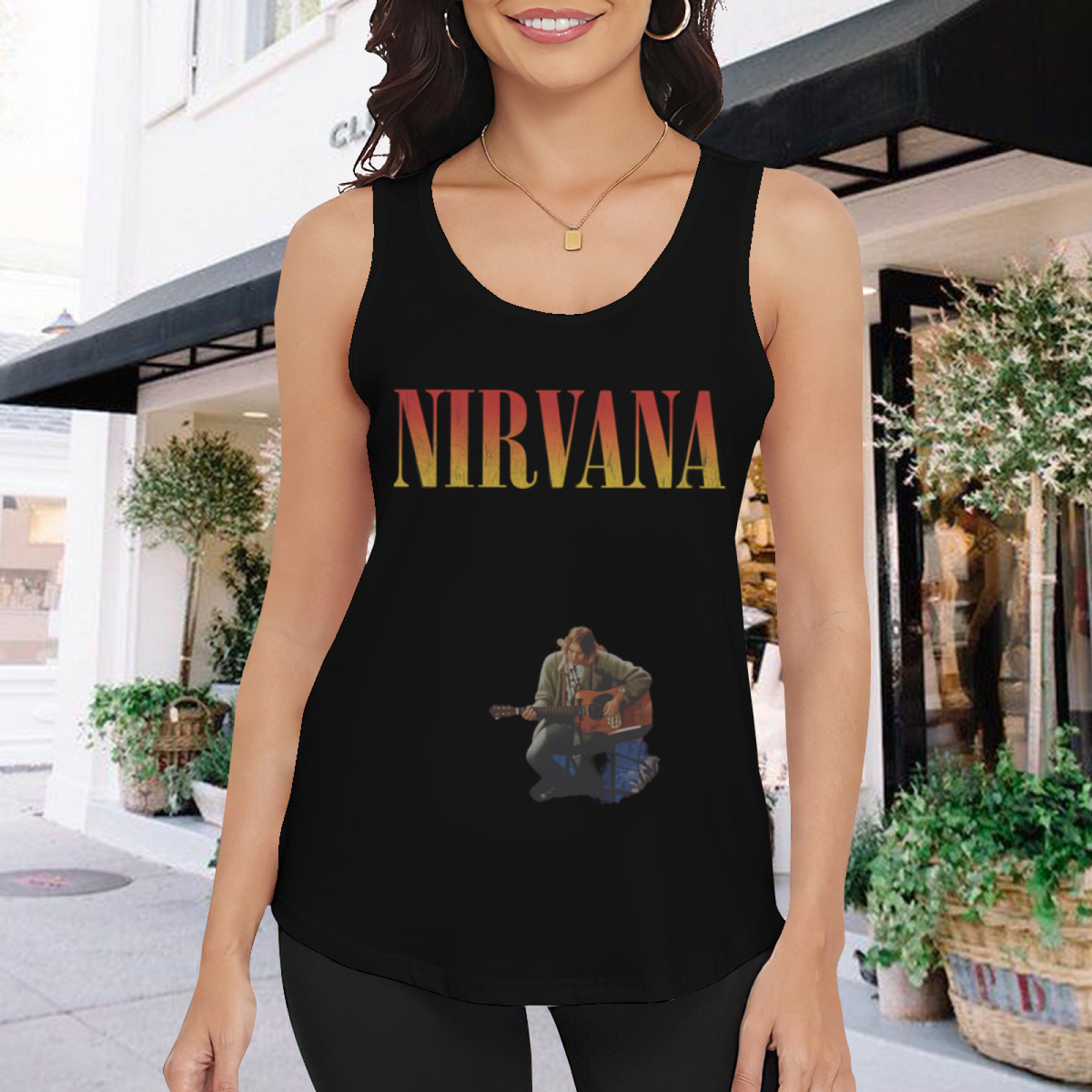 Nirvana Unplugged Acoustic Guitar Graphic Tank Top product image featuring acoustic guitar performance