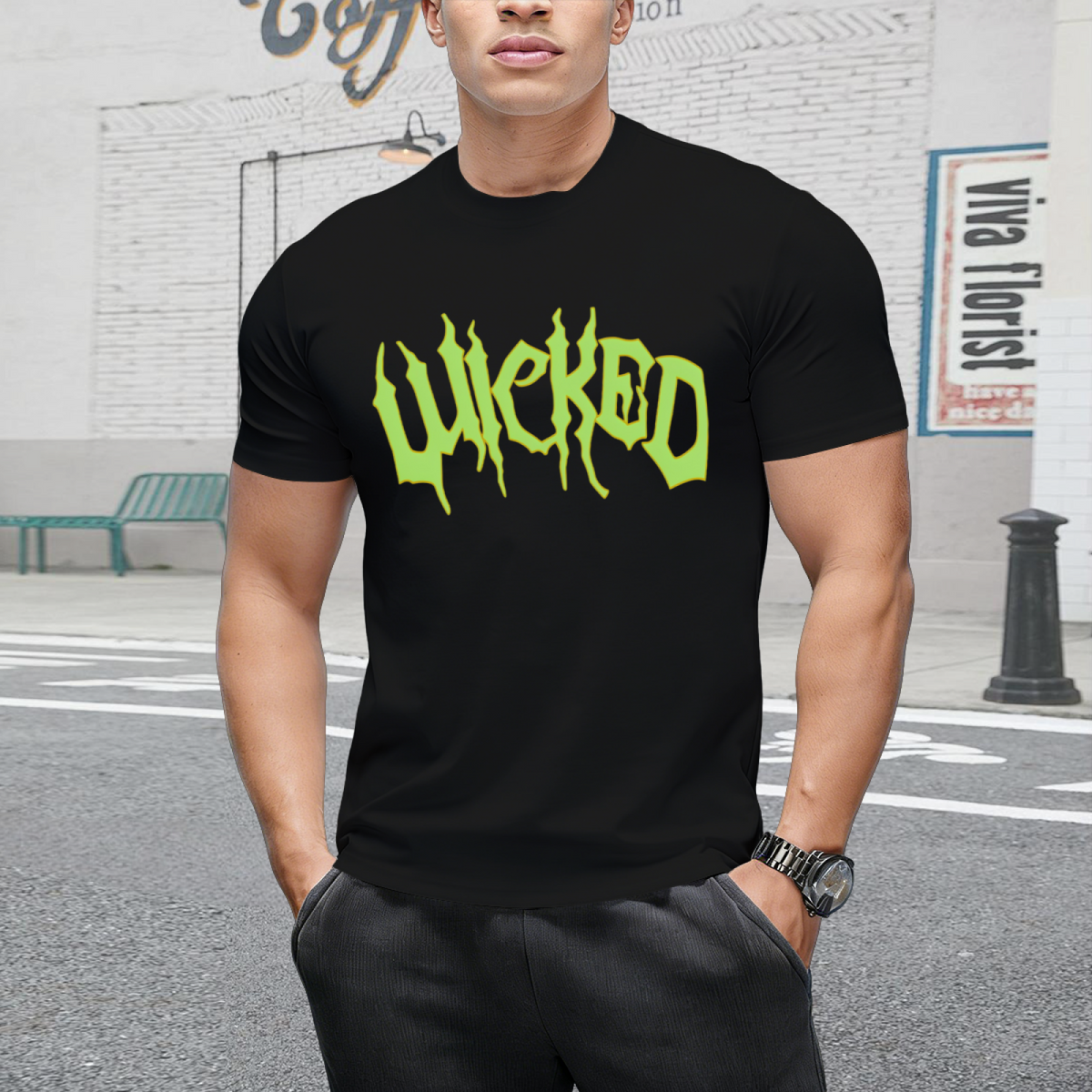 Wicked Green Gothic Lettering T-Shirt