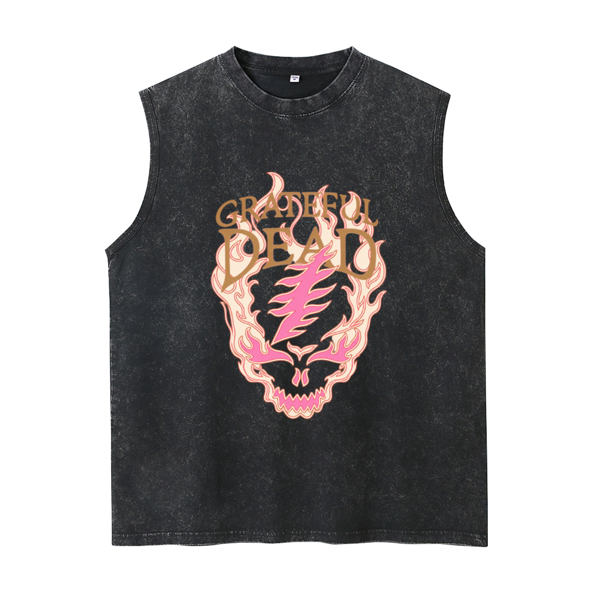 Grateful Dead washed graphic tank top with Flaming Skull Lightning Bolt graphic