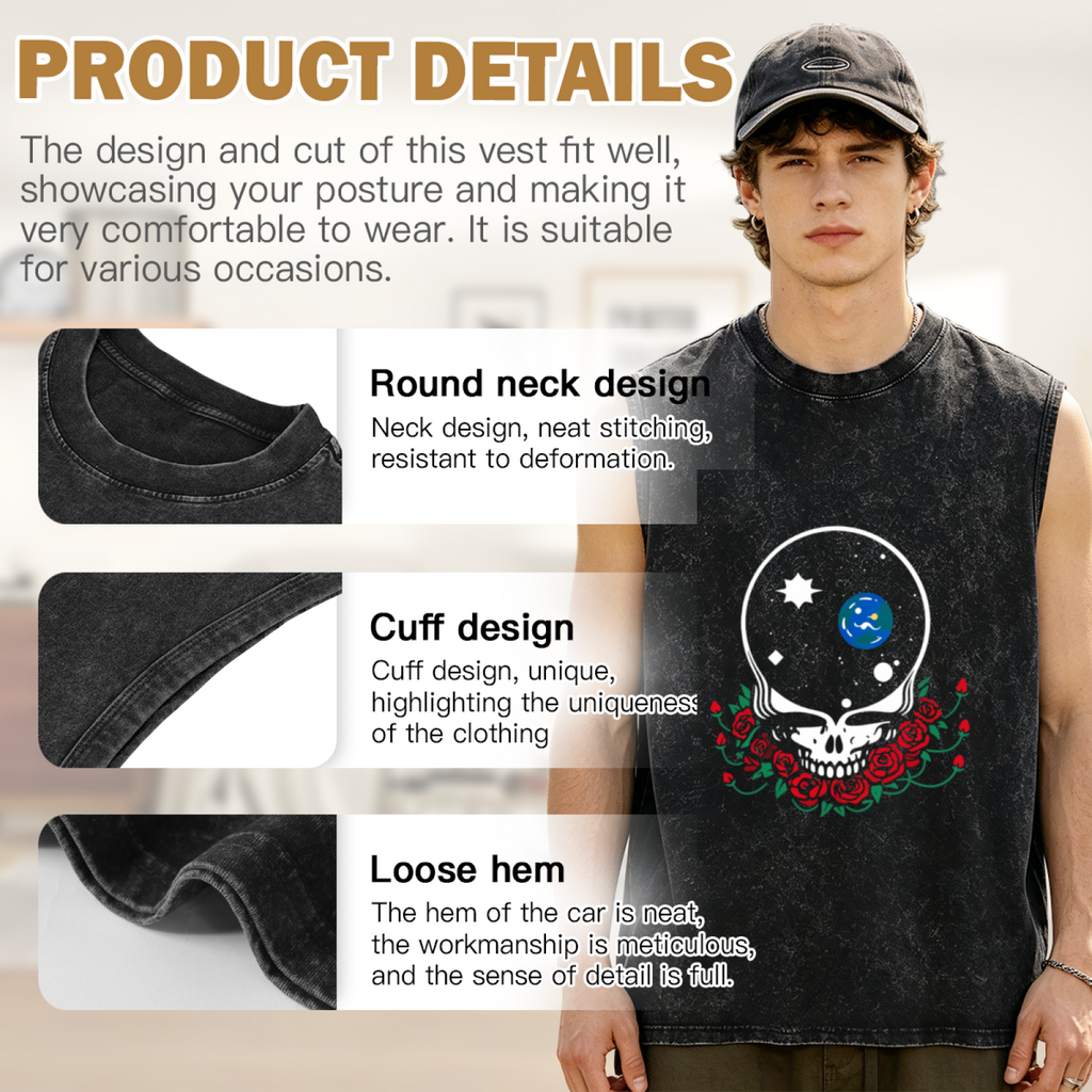 Grateful Dead washed graphic tank top with Space Your Face graphic