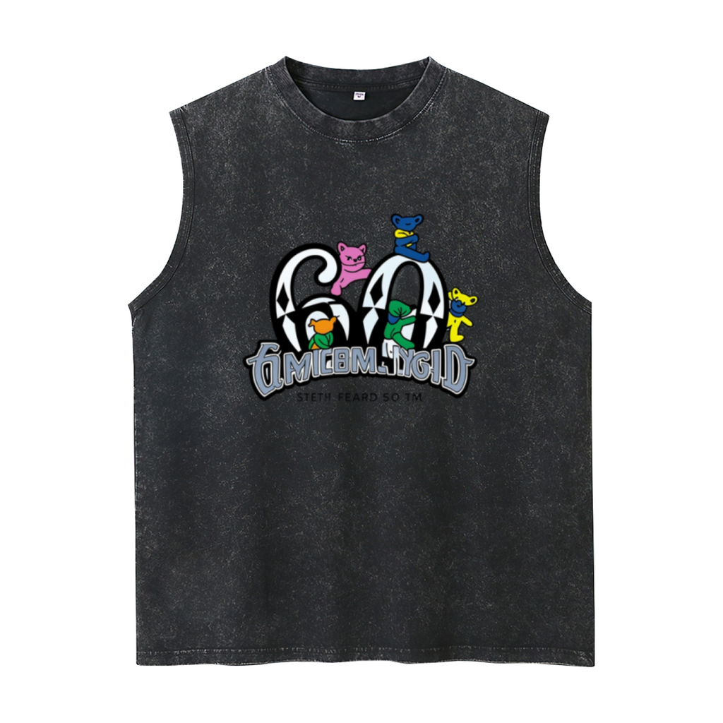 Grateful Dead washed graphic tank top with Diamond 60 Bears Tie-Dye Pants graphic