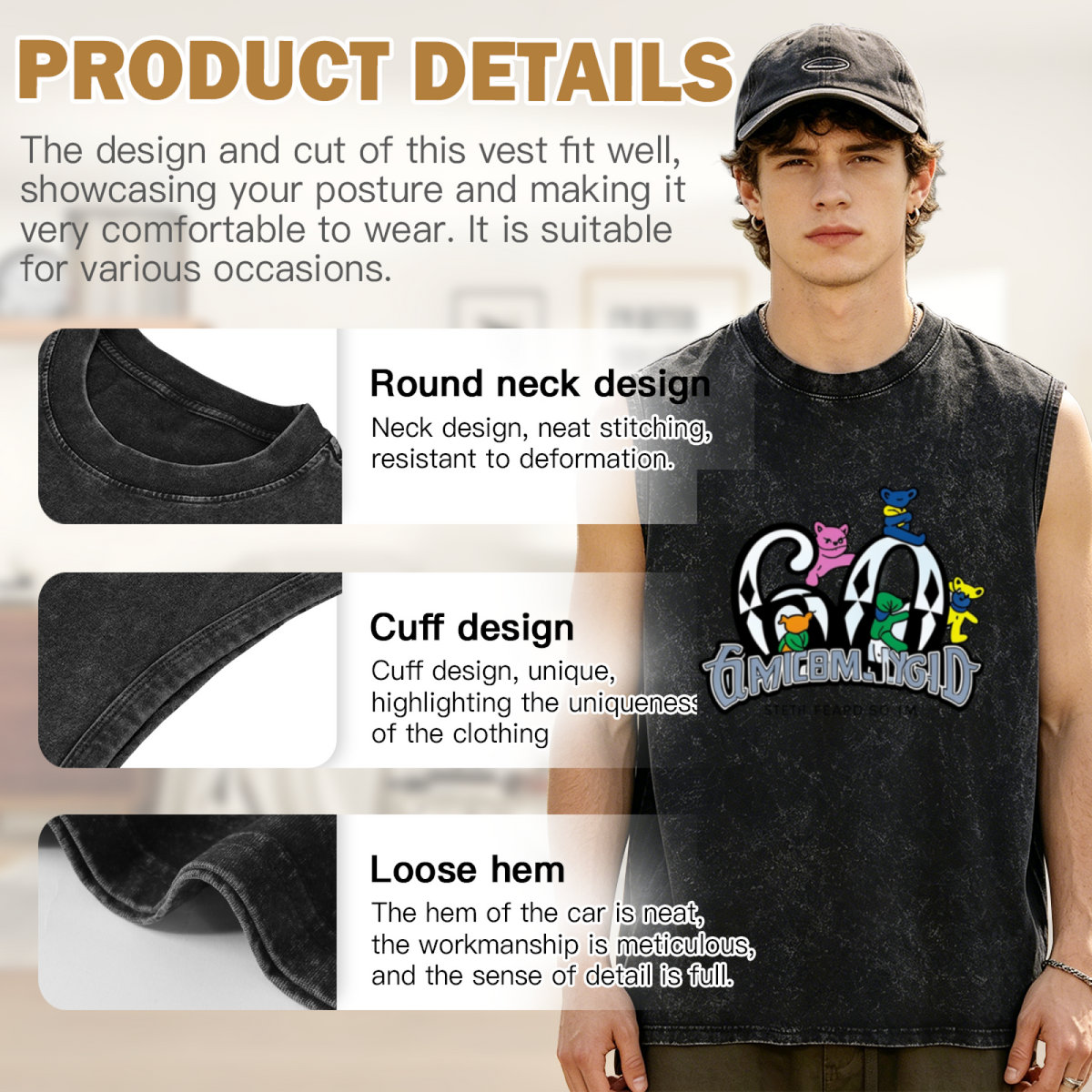 Grateful Dead washed graphic tank top with Diamond 60 Bears Tie-Dye Pants graphic