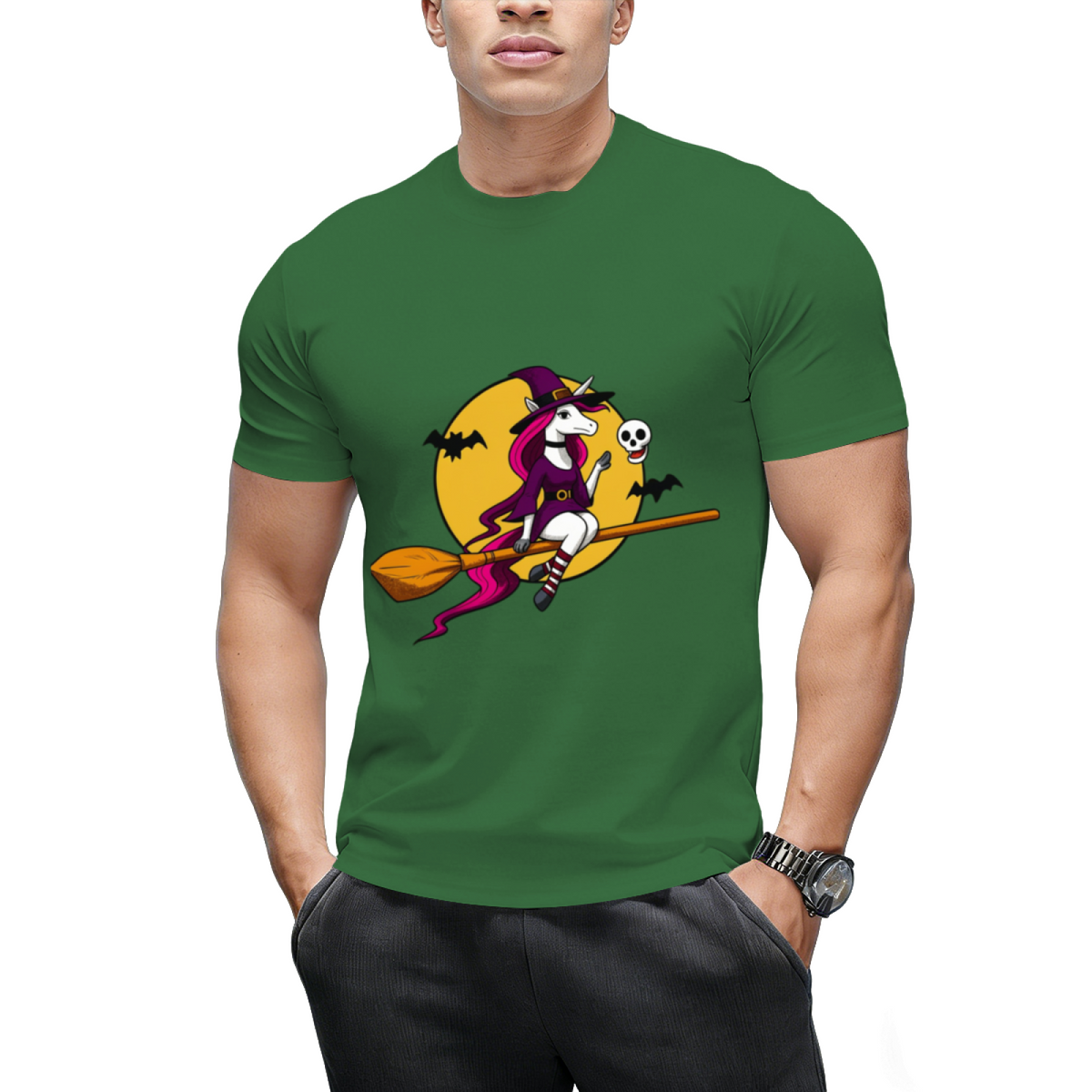 Unicorn Witch Halloween Graphic T-Shirt