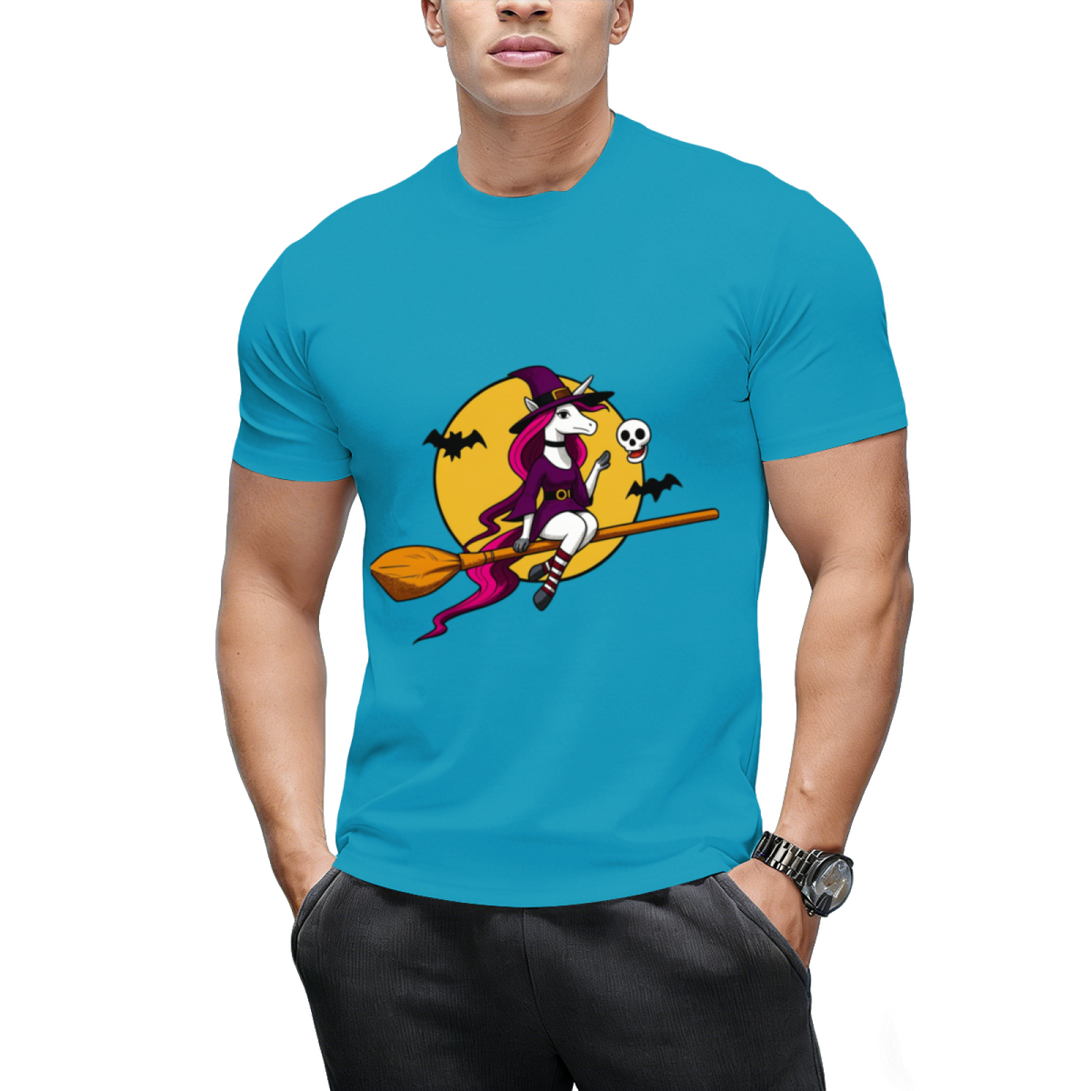 Unicorn Witch Halloween Graphic T-Shirt