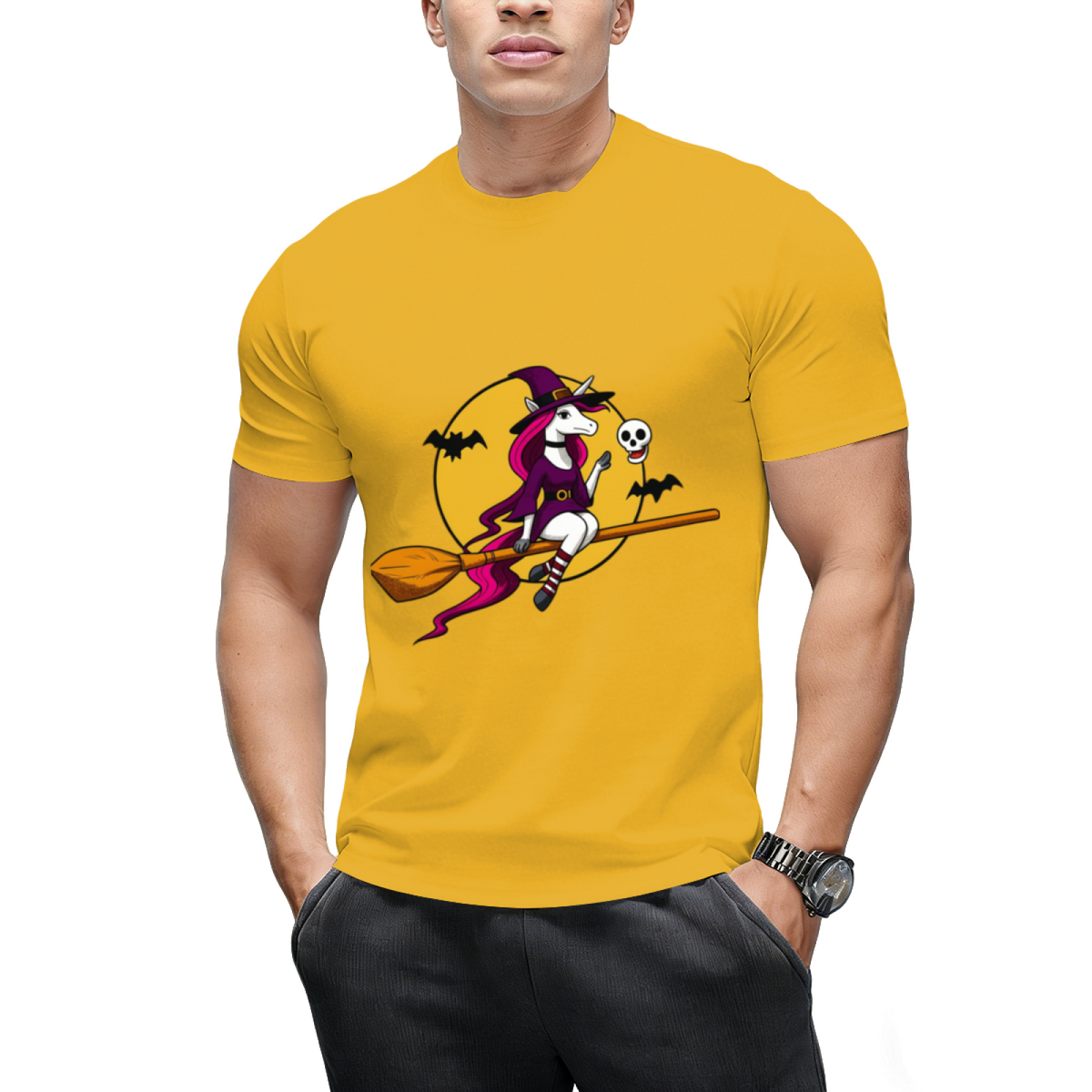 Unicorn Witch Halloween Graphic T-Shirt