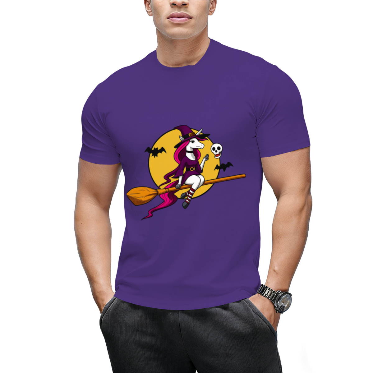 Unicorn Witch Halloween Graphic T-Shirt