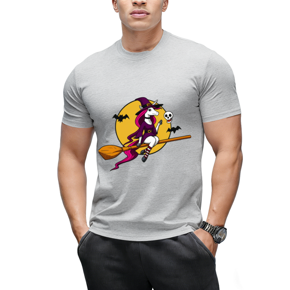 Unicorn Witch Halloween Graphic T-Shirt