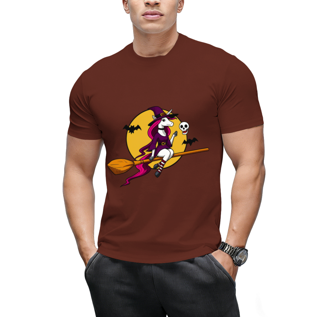 Unicorn Witch Halloween Graphic T-Shirt