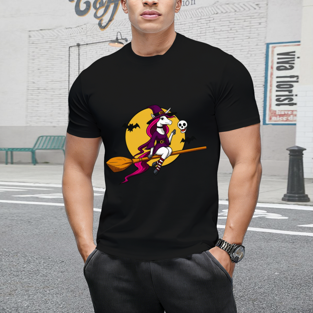 Unicorn Witch Halloween Graphic T-Shirt