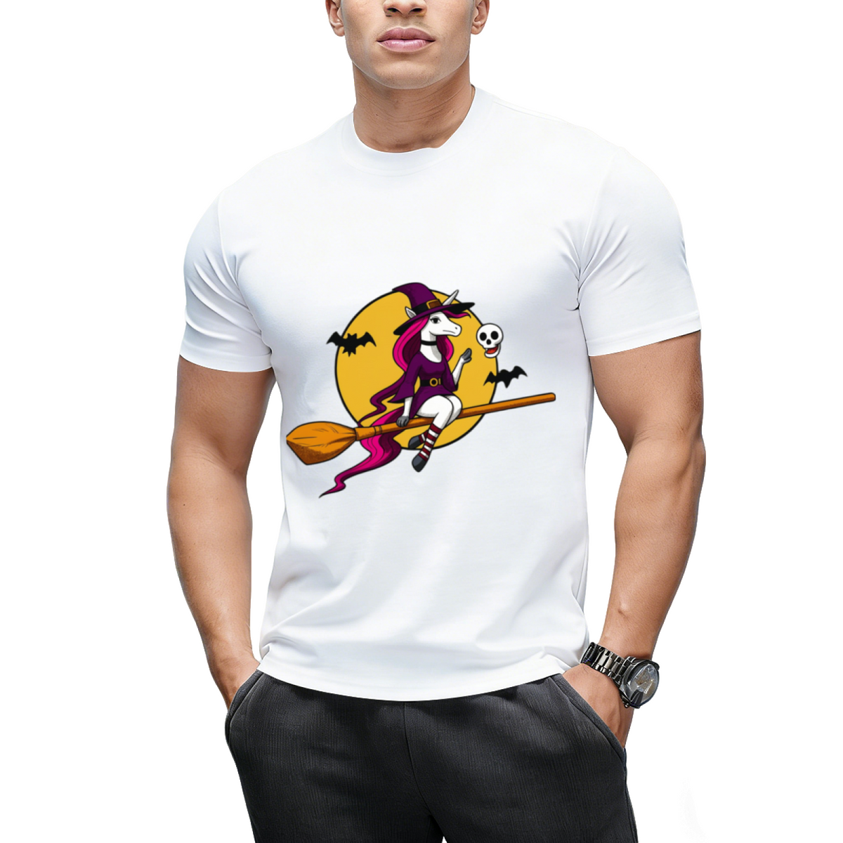 Unicorn Witch Halloween Graphic T-Shirt