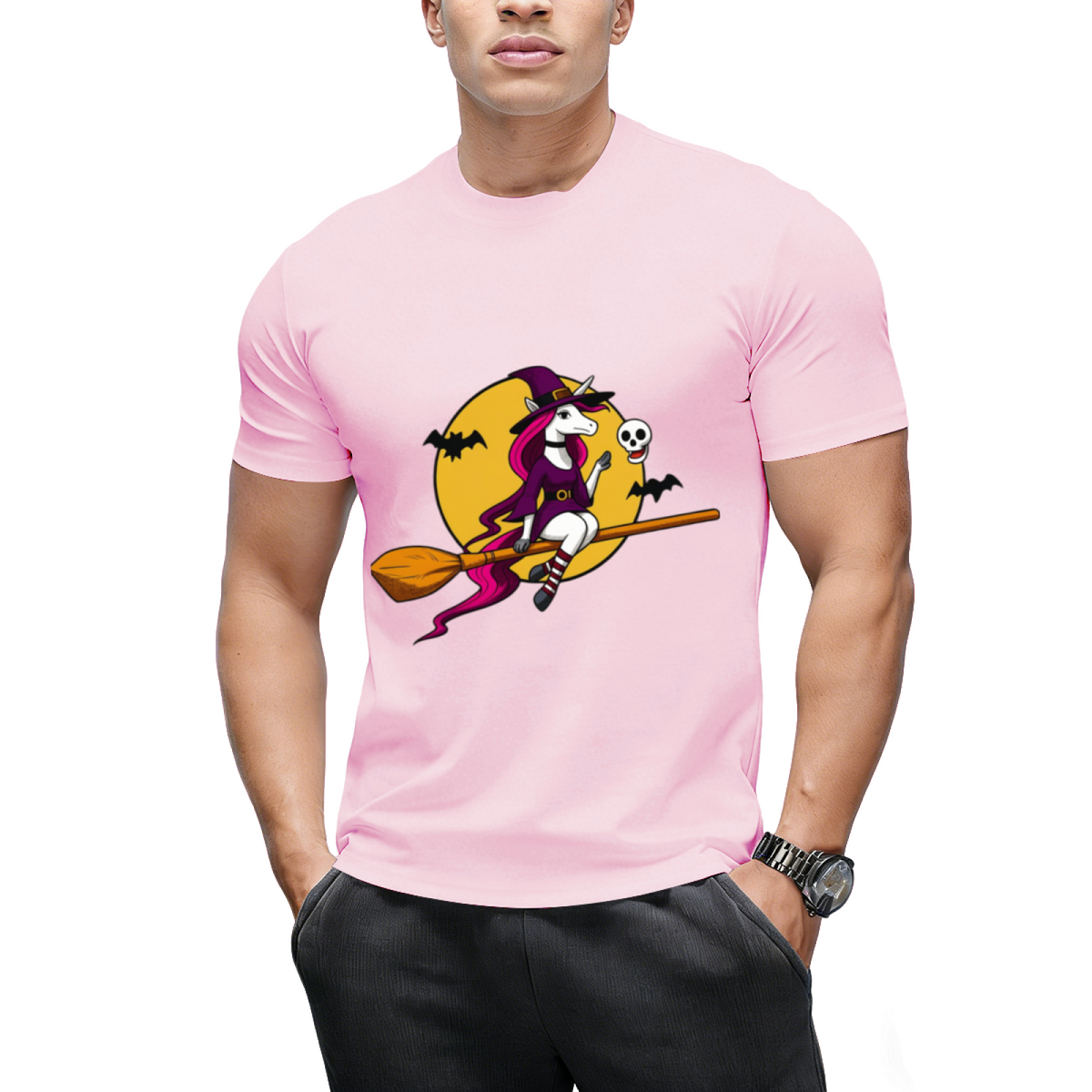 Unicorn Witch Halloween Graphic T-Shirt
