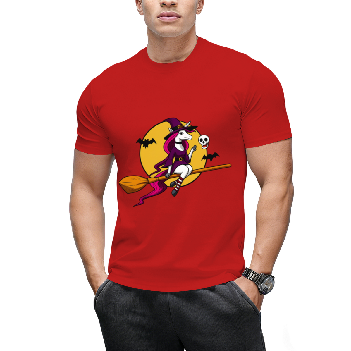 Unicorn Witch Halloween Graphic T-Shirt