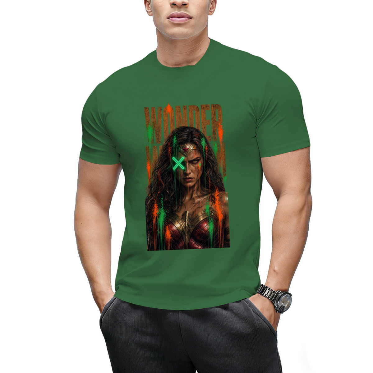 Green X Rebel Art Men's T-Shirt for Festival Wear